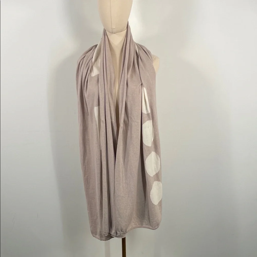 Elyse Maguire Tan Cream Polka Dot Exclamation‎ Point Oversized Knit Scarf Wrap